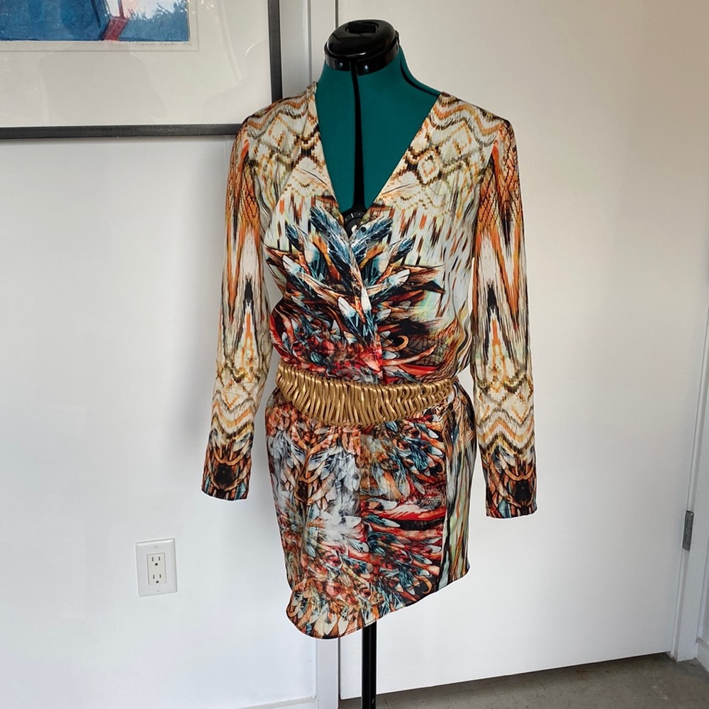 Johanne Beck print mini dress XS excellent condition!